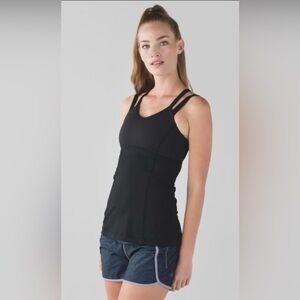 Lululemon Ace Tank Womens Size 6 Black Strappy Criss-Cross Back Active Yoga Top.